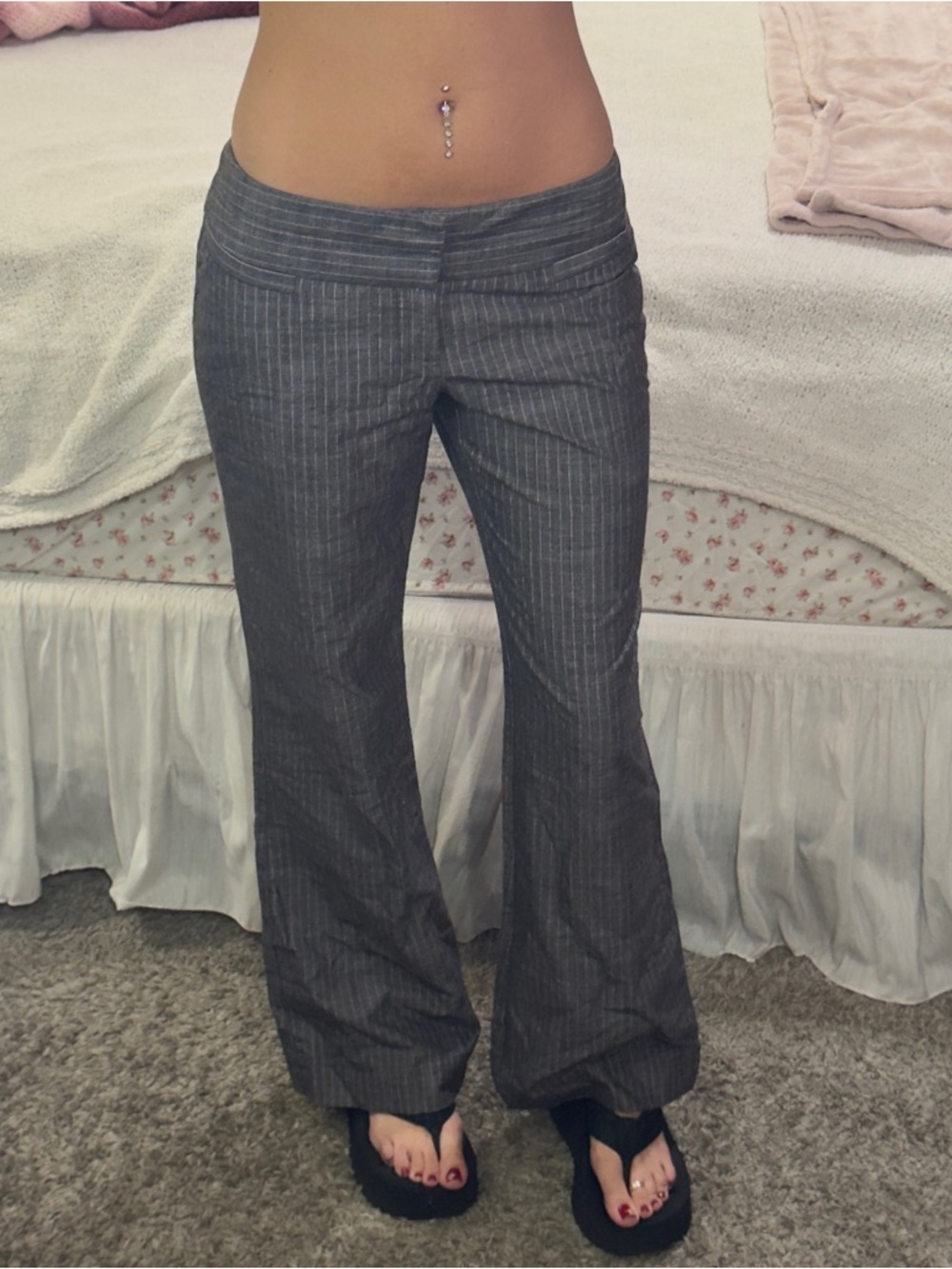 Y2K Gray Pinstripe Pants